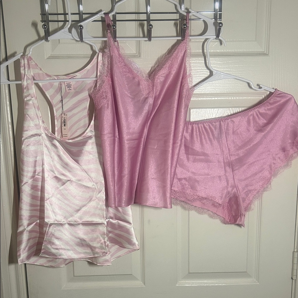 Victoria's Secret Pink Lace Chemise and Slip Set